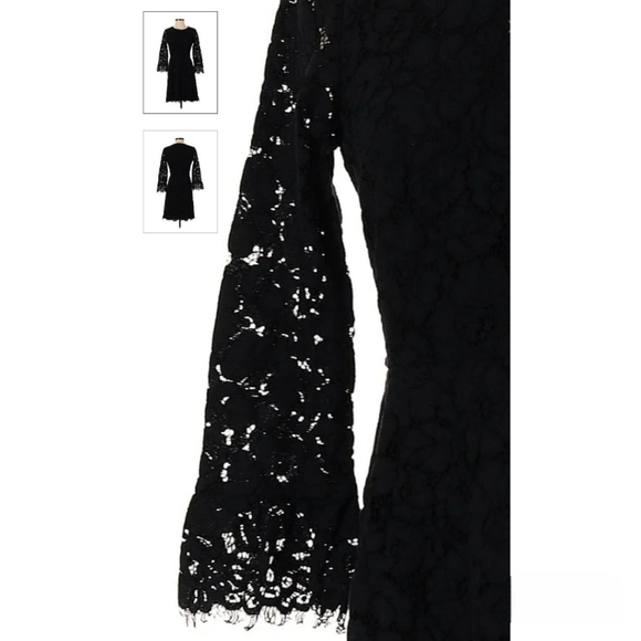Ann Taylor Black Velvet Damask Dress - Size 0 - Picture 4 of 12